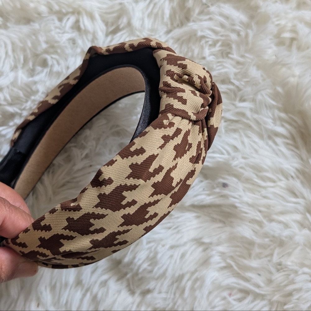Brown and Tan Houndstooth Headband